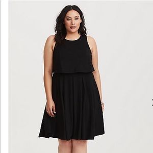 Torrid 1x/16 Black Pleated Ponte Twofer Dress